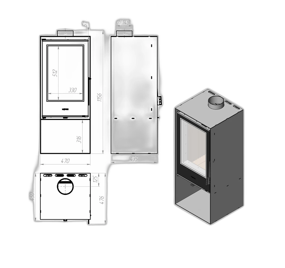Піч сталева M-Fire Evia (10kW)