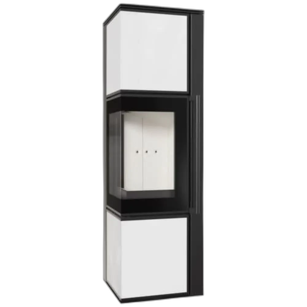 Сталева піч-камін Kratki TORA M LW lacobel білий (8 кВт)