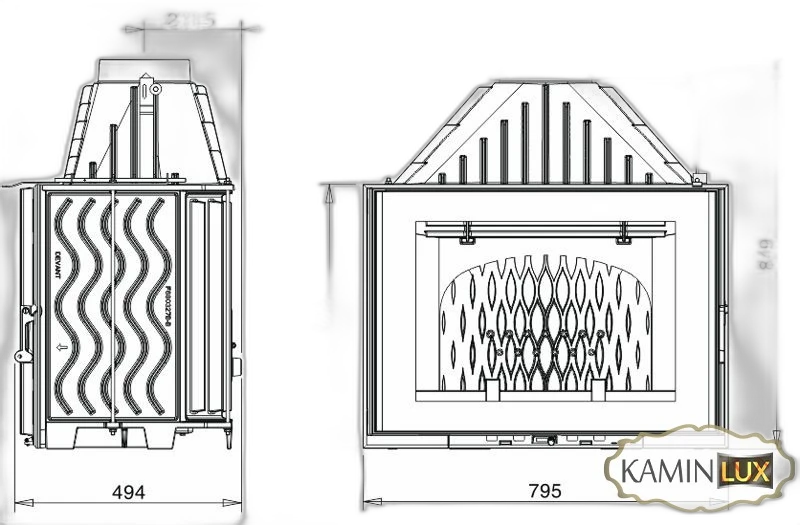 Камінна топка INVICTA 800 Grande Angle з шибером