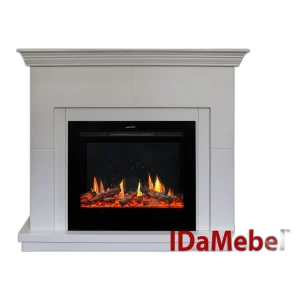 Камінокомплект IDaMebel Montreal Білий (1200x960x370) з каміном Royal V-Art 25 з реалістичним 5D полумʼям, обігрівом, звуком, дровами та ефектом тління
