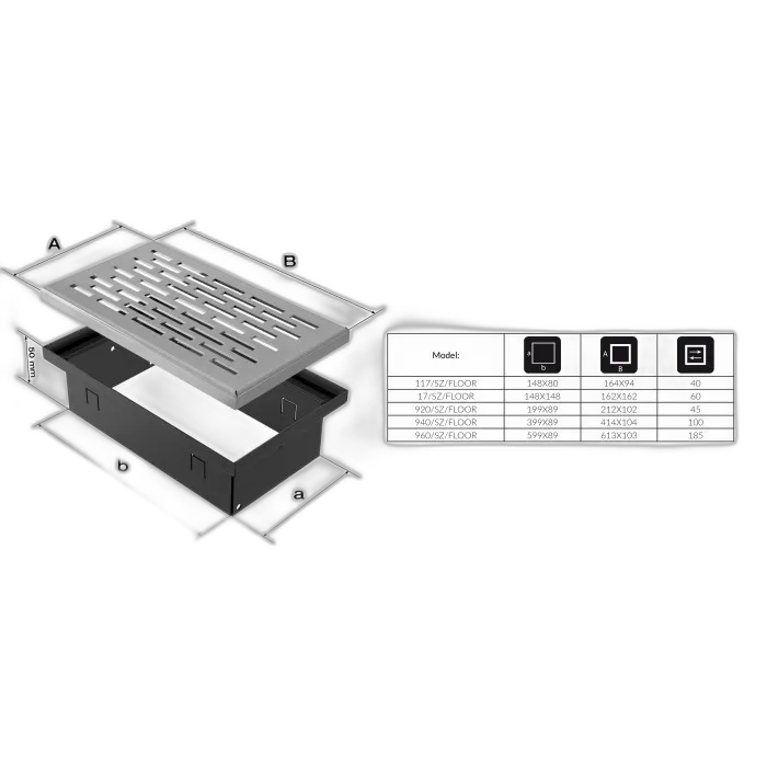 Камінна решітка FLOOR шліфована 11x17 Kratki