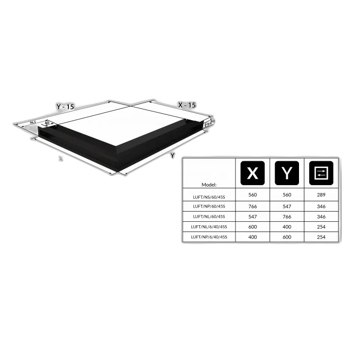 Камінна решітка LUFT кутова шліфована 56x56x6 Kratki
