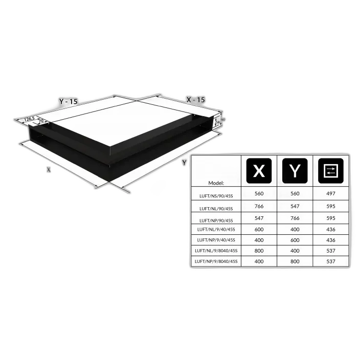 Камінна решітка LUFT кутовий правий білий 40x80x9 Kratki