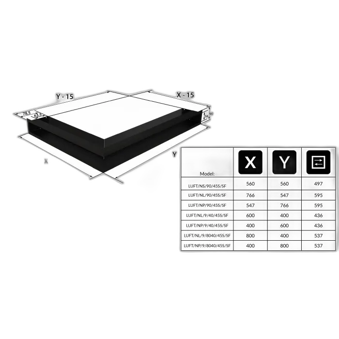 Камінна решітка LUFT Slim кутова біла 56x56x9 Kratki