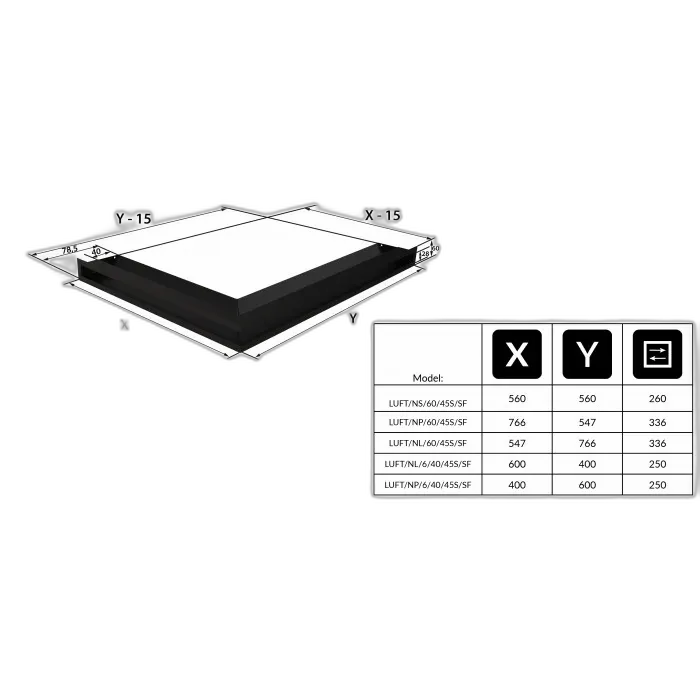Камінна решітка LUFT Slim кутова ліва графітова 60x40x6 Kratki