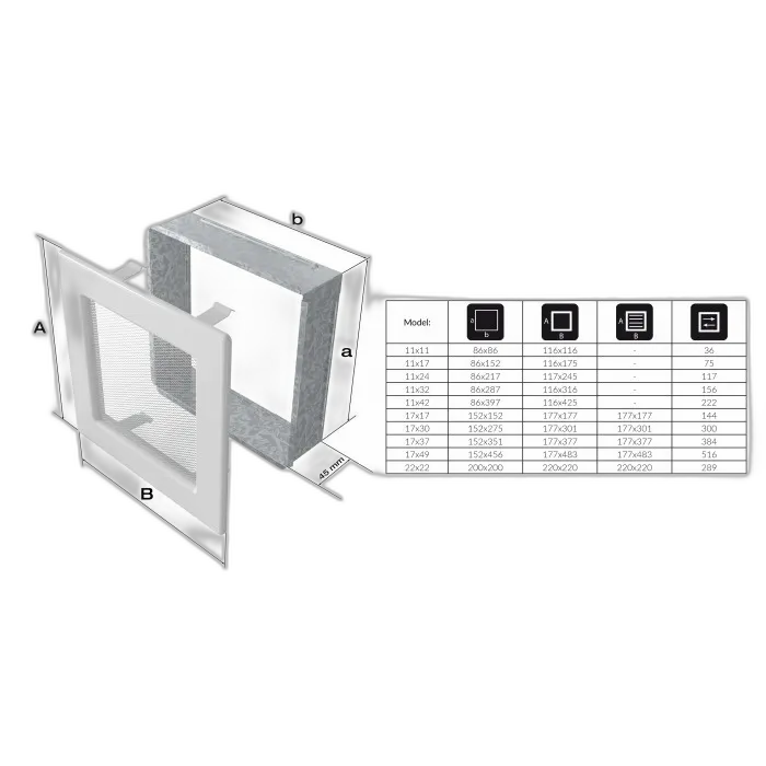 Камінна решітка Oskar графітова з жалюзями 17x49 Kratki