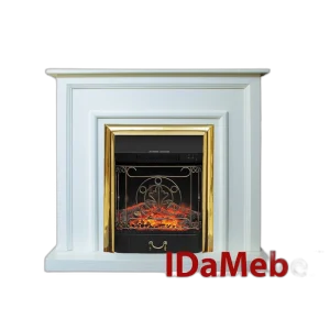 Камінокомплект IDaMebel Adele Білий (1020x950x290) з каміном Royal Flame Majestic Brass з обігрівом, звуком, декоративною решіткою
