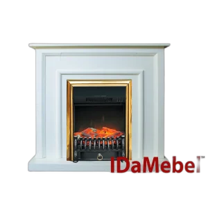 Камінокомплект IDaMebel Adele Білий (1020x950x290) з каміном Royal Flame Fobos Brass з обігрівом, звуком, декоративними ніжками