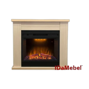 Камінокомплект IDaMebel Agata молочний дуб (1005x888x283) з каміном Royal Goodfire 26 з обігрівом, звуком, дровами та цеглинками