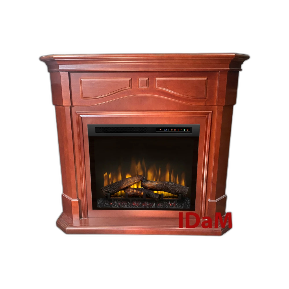 Камінокомплект IDaMebel Chicago коричнево-червоний (1250x1115x415) з каміном Dimplex XHD28 з обігрівом, реалістичним ефектом полумʼя, дровами та тлінням дров