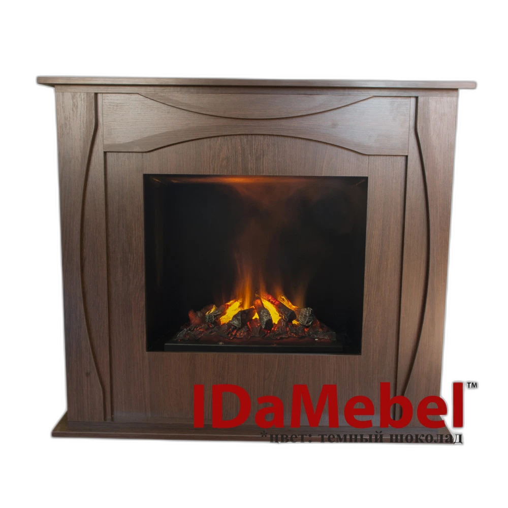 Камінокомплект IDaMebel Denpasar коричневий (1170x990x460) з паровим каміном Royal 3D Inferno LED зі справжнім 3D ефектом полумʼя, звуком, інтенсивністю полумʼя