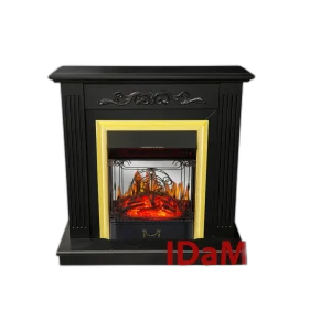 Камінокомплект IDaMebel Elaine темний шоколад (900x920x310) з каміном Royal Flame Majestic Brass з обігрівом, звуком, дровами та декоративною решіткою