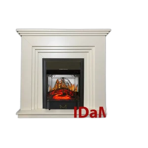 Камінокомплект IDaMebel Gloria Білий (1055x970x300) з каміном Royal Flame Majestic Black з обігрівом, звуком, дровами та декоративною решіткою