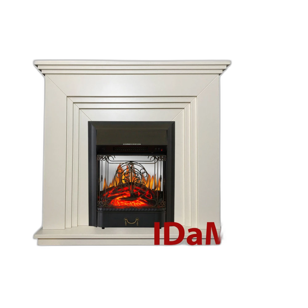 Камінокомплект IDaMebel Gloria Білий (1055x970x300) з каміном Royal Flame Majestic Black з обігрівом, звуком, дровами та декоративною решіткою