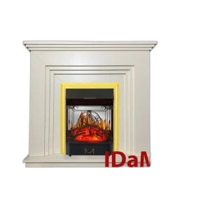 Камінокомплект IDaMebel Gloria Білий (1055x970x300) з каміном Royal Flame Majestic Brass з обігрівом, звуком, дровами та декоративною решіткою