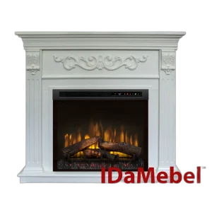 Камінокомплект IDaMebel Marseille Білий (1210x1100x390) з каміном Dimplex XHD 28 з обігрівом, дровами, реалістичним ефектом полумʼя та швидкістю язиків