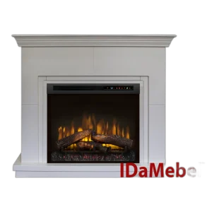 Камінокомплект IDaMebel Montreal Білий (1200x960x370) з каміном Dimplex XHD 28 з обігрівом, дровами, реалістичним ефектом полумʼя та швидкістю язиків