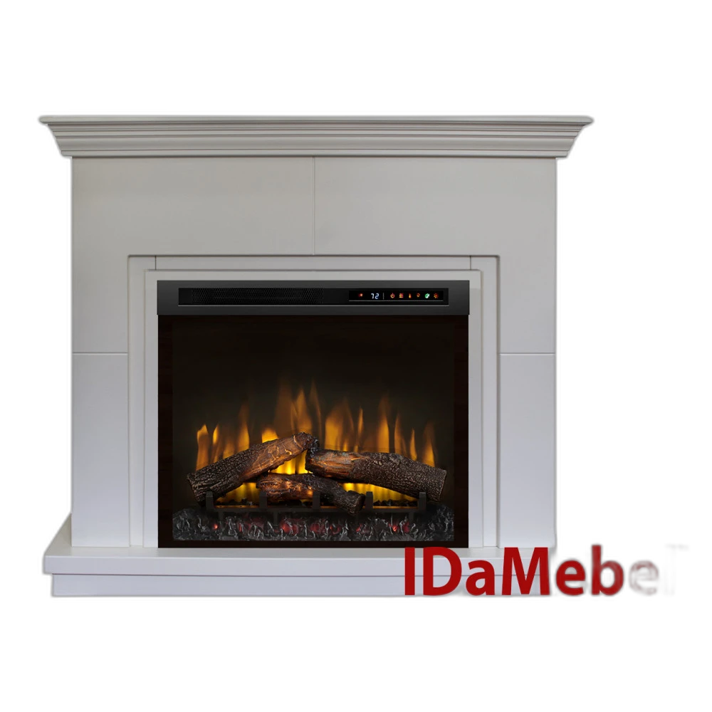 Камінокомплект IDaMebel Montreal Білий (1200x960x370) з каміном Dimplex XHD 28 з обігрівом, дровами, реалістичним ефектом полумʼя та швидкістю язиків