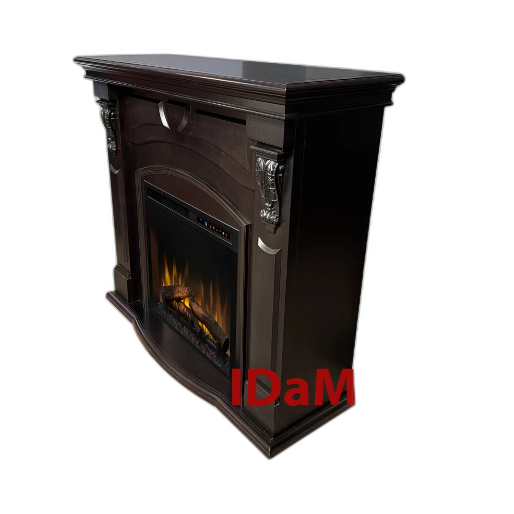 Камінокомплект IDaMebel Paris венге (1300x1180x450) з каміном Dimplex Symphony XHD 28 з реалістичними дровами, обігрівом, кольорами та ефектом тління