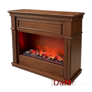 Камінокомплект IDaMebel Sorrento коричневий чорна патина, розмір 1295x1055x400 з паровим каміном A-Fire Cassette SF100 Multi зі справжнім 3D ефектом полумʼя, звуком, дровами та кольоровим полумʼям