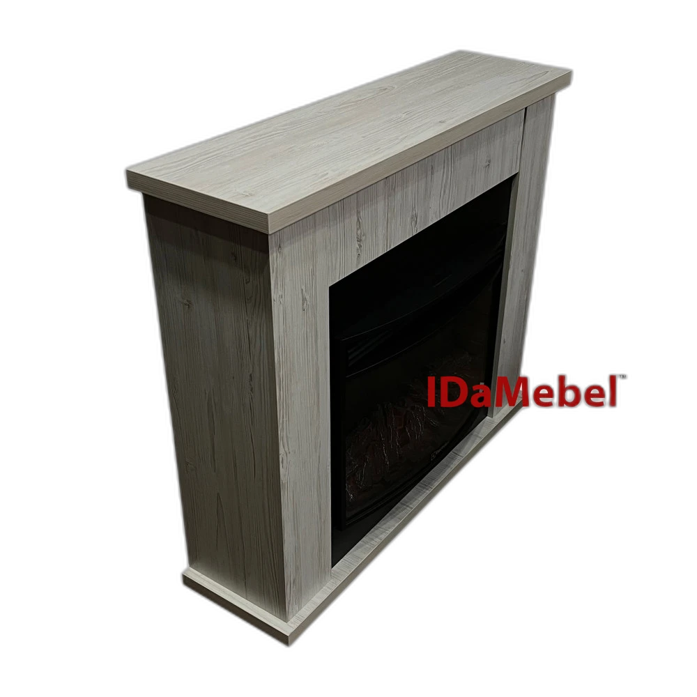 Камінокомплект IDaMebel Vera сірий дуб (1004x875x282) з каміном Electrolux EFP/P-2720RLS з обігрівом, звуком, дровами та яскравістю полумʼя