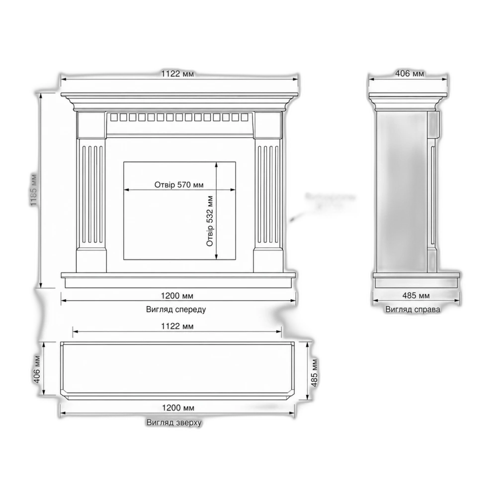 Камінокомплект IDaMebel Washington кольору червоне дерево, розмір 1200x1185x485, з паровим каміном Dimplex Cassette 600 LED LOG зі справжнім 3D ефектом полумʼя, дровами та звуком