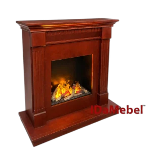 Камінокомплект IDaMebel Washington кольору червоне дерево, розмір 1200x1185x485, з паровим каміном Dimplex Cassette 600 LED LOG зі справжнім 3D ефектом полумʼя, дровами та звуком
