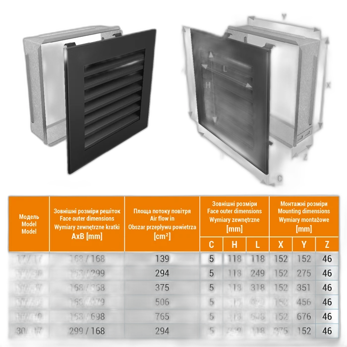 Вентиляційна решітка для каміна SAVEN Hide Vertical 30x17 чорна