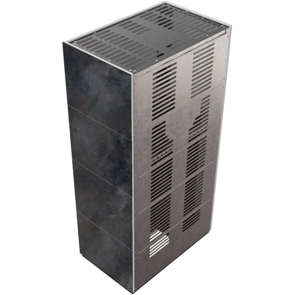 Камін Kratki FLOKI BOX 8 kW Ø 160 в обудові з керамограніту OSSIDO NERO