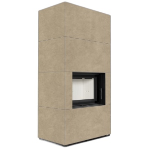 Камін Kratki FLOKI BOX 8 kW Ø 160 в обудові з керамограніту FOKOS RENA