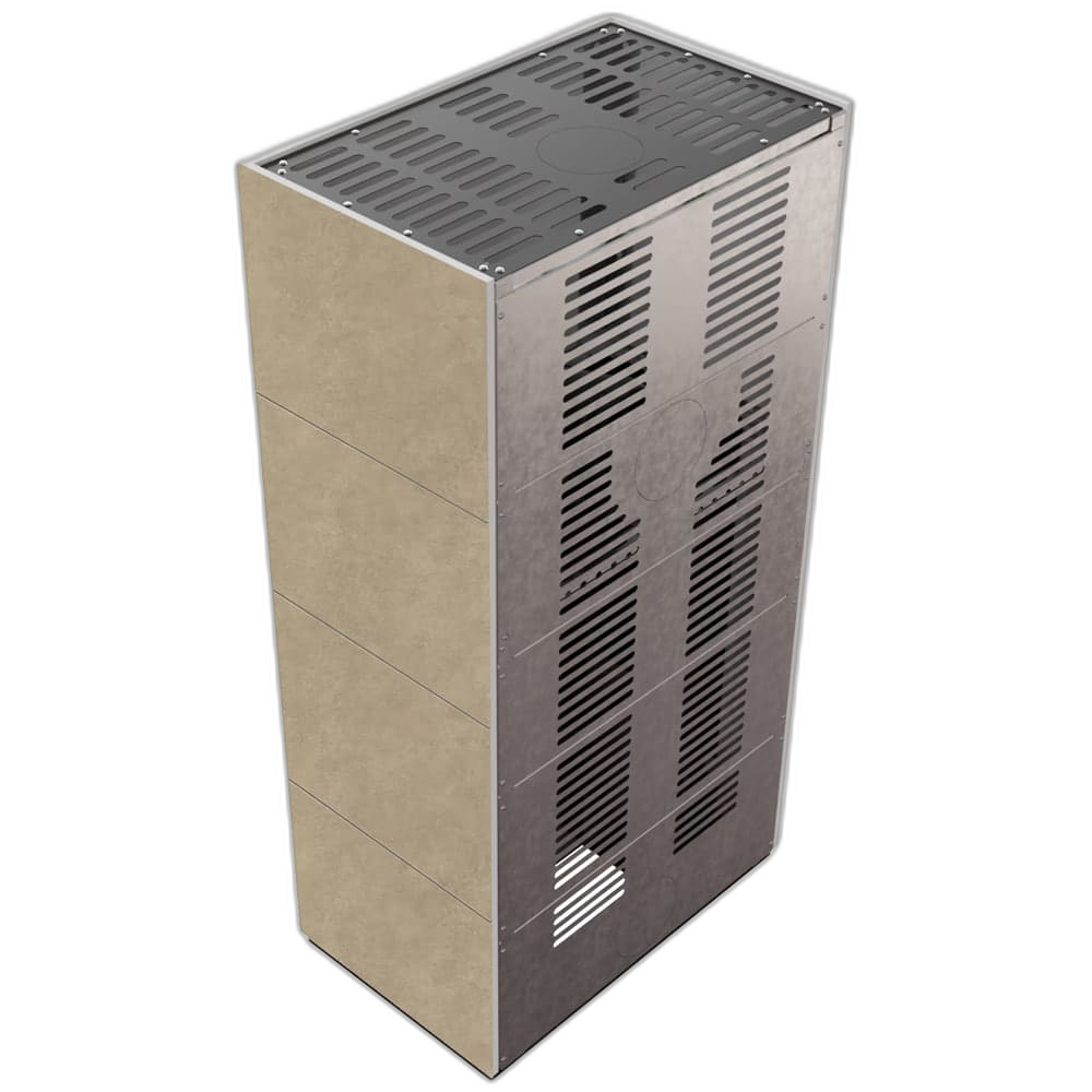 Камін Kratki FLOKI BOX 8 kW Ø 160 в обудові з керамограніту FOKOS RENA