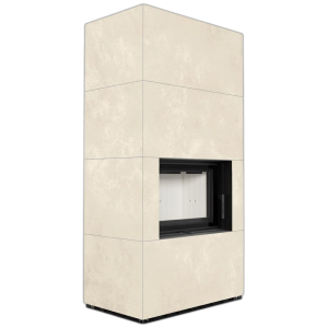 Камін Kratki FLOKI BOX 8 kW Ø 160 в обудові з керамограніту OXIDE BIANCO