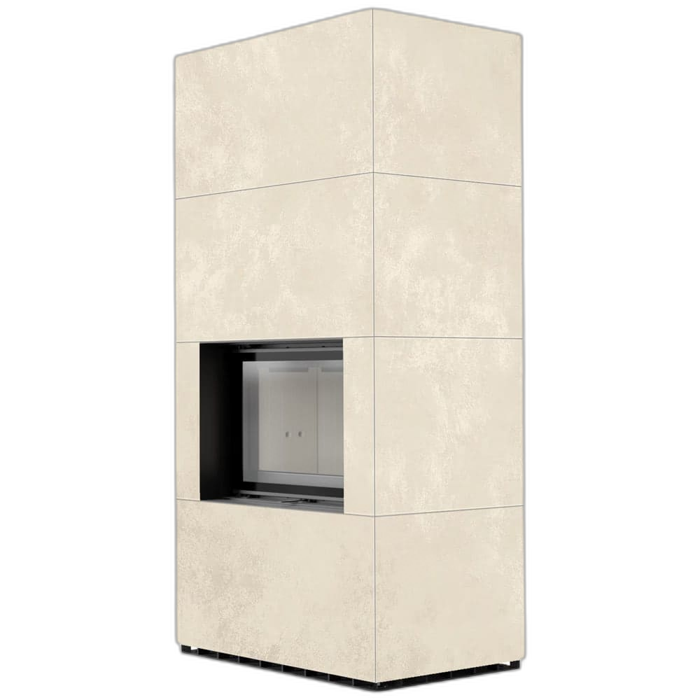 Камін Kratki FLOKI BOX 8 kW Ø 160 в обудові з керамограніту OXIDE BIANCO