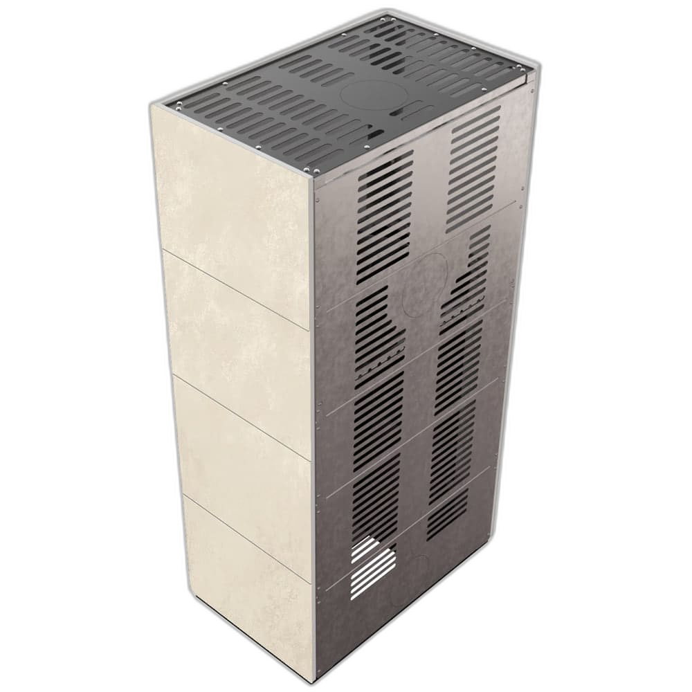 Камін Kratki FLOKI BOX 8 kW Ø 160 в обудові з керамограніту OXIDE BIANCO