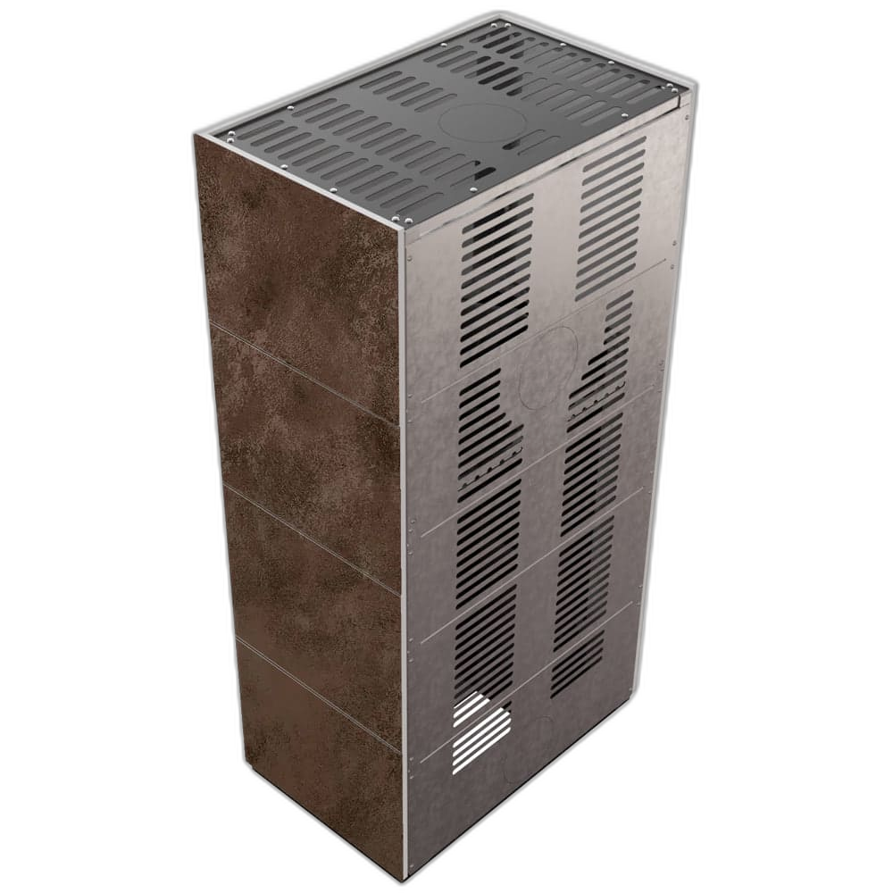 Камін Kratki FLOKI BOX 8 kW Ø 160 в обудові з керамограніту OXIDE MORO