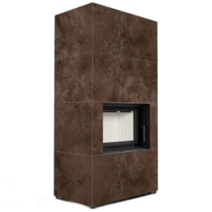 Камін Kratki FLOKI BOX 8 kW Ø 160 в обудові з керамограніту OXIDE MORO