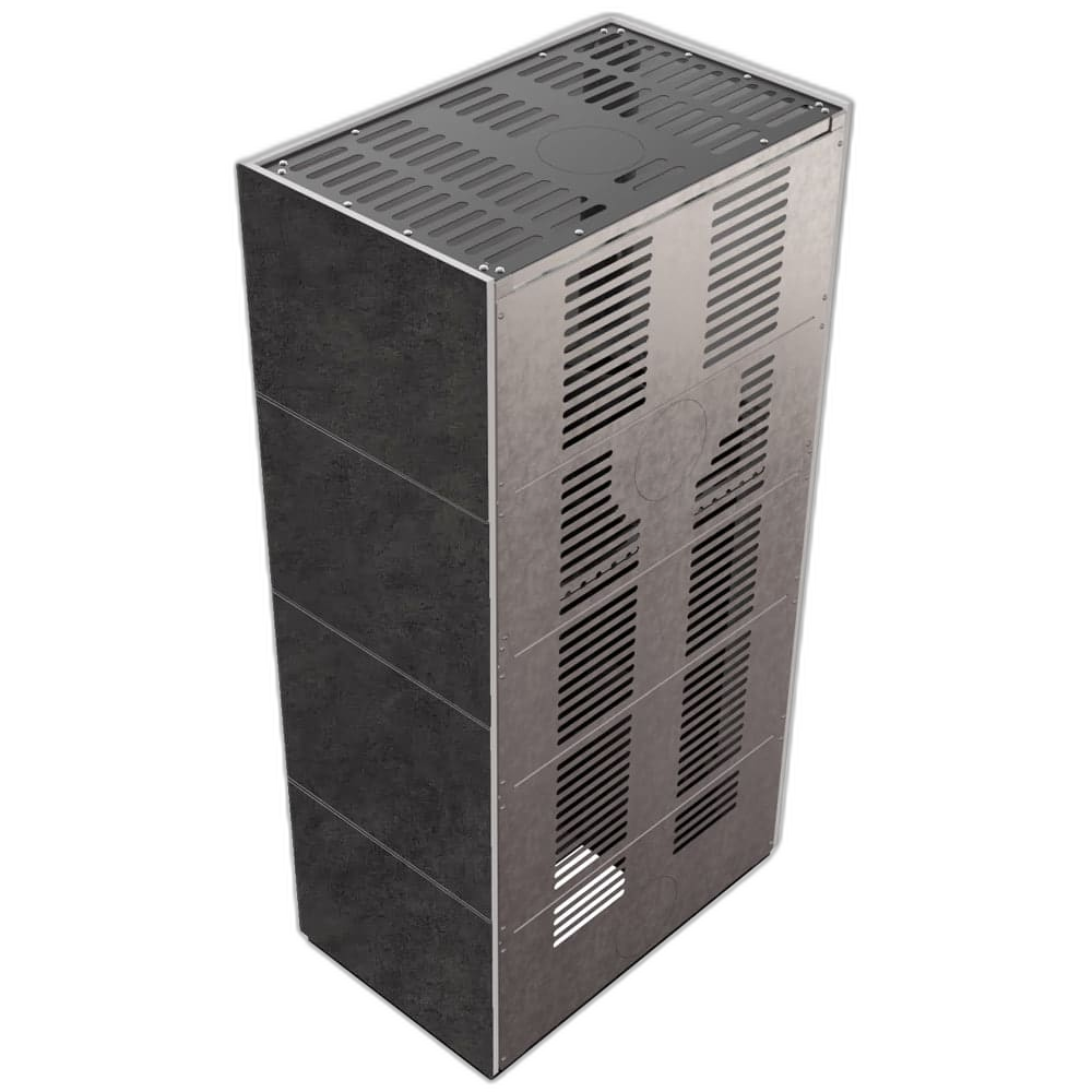 Камін Kratki FLOKI BOX 8 kW Ø 160 в обудові з керамограніту FOKOS GRAFITE