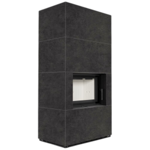 Камін Kratki FLOKI BOX 8 kW Ø 160 в обудові з керамограніту FOKOS GRAFITE