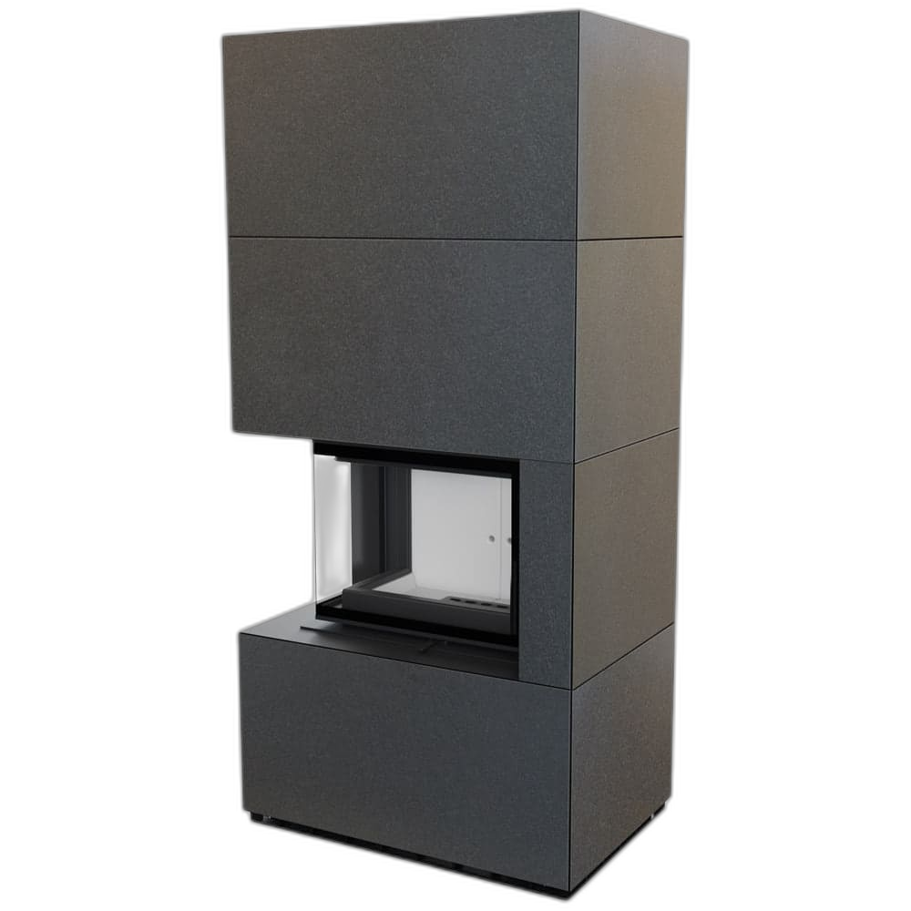Камін Kratki FLOKI BOX лівий 8 kW Ø 160 в обудові модульній INDIAN BLACK