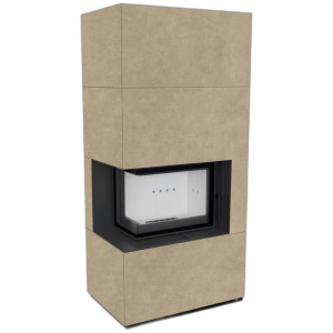 Камін Kratki FLOKI BOX лівий 8 kW Ø 160 в обудові з керамограніту FOKOS RENA
