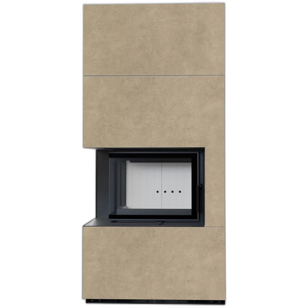 Камін Kratki FLOKI BOX лівий 8 kW Ø 160 в обудові з керамограніту FOKOS RENA