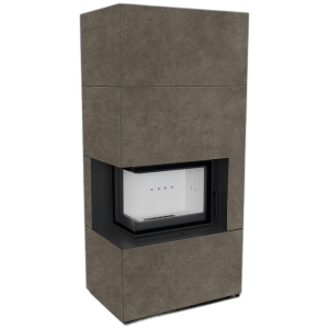 Камін Kratki FLOKI BOX лівий 8 kW Ø 160 в обудові з керамограніту FOKOS PIOMBO