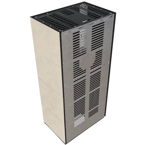 Камін Kratki FLOKI BOX лівий 8 kW Ø 160 в обудові з керамограніту FOKOS SALE