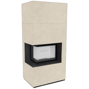 Камін Kratki FLOKI BOX лівий 8 kW Ø 160 в обудові з керамограніту FOKOS SALE