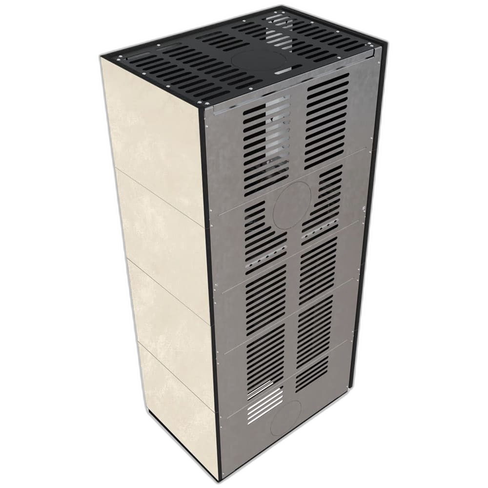 Камін Kratki FLOKI BOX лівий 8 kW Ø 160 в обудові з керамограніту OXIDE BIANCO