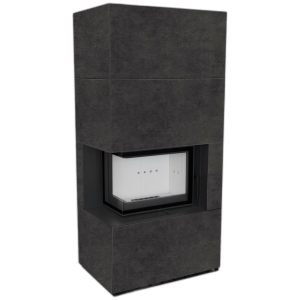 Камін Kratki FLOKI BOX лівий 8 kW Ø 160 в обудові з керамограніту FOKOS GRAFITE