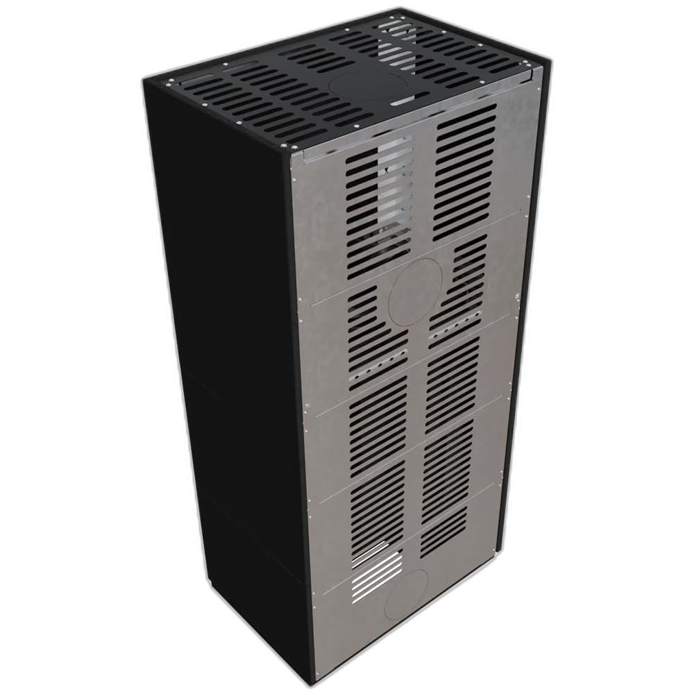 Камін Kratki FLOKI BOX лівий 8 kW Ø 160 в обудові з керамограніту NERO ASSOLUTO
