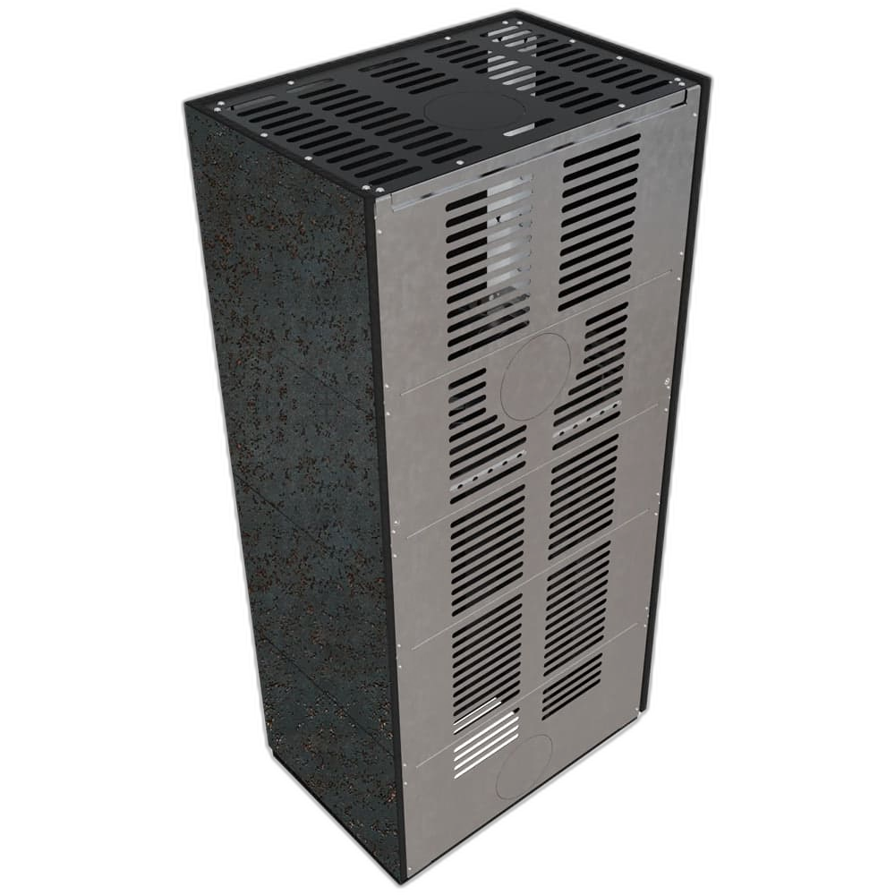 Камін Kratki FLOKI BOX лівий 8 kW Ø 160 в обудові з керамограніту OXIDE NERO