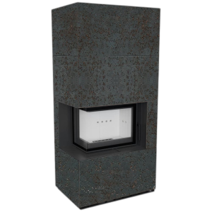 Камін Kratki FLOKI BOX лівий 8 kW Ø 160 в обудові з керамограніту OXIDE NERO