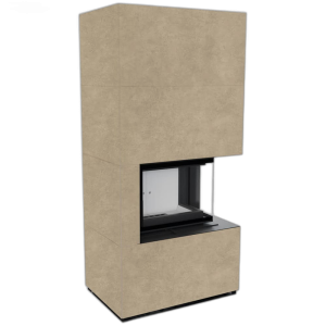 Камін Kratki FLOKI BOX правий 8 kW Ø 160 в обудові з керамограніту FOKOS RENA